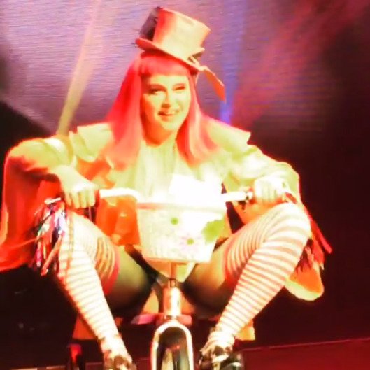 Madonna on minature tricycle MADONNA: TEARS of a CLOWN, Melbourne 2016 4