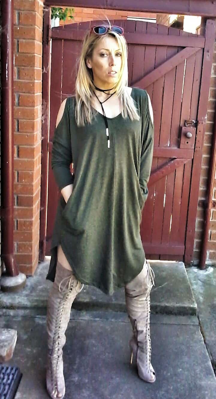 Asymmetric Cold Shoulder T-shirt turned into a T-shirt Dress | My Style 3
