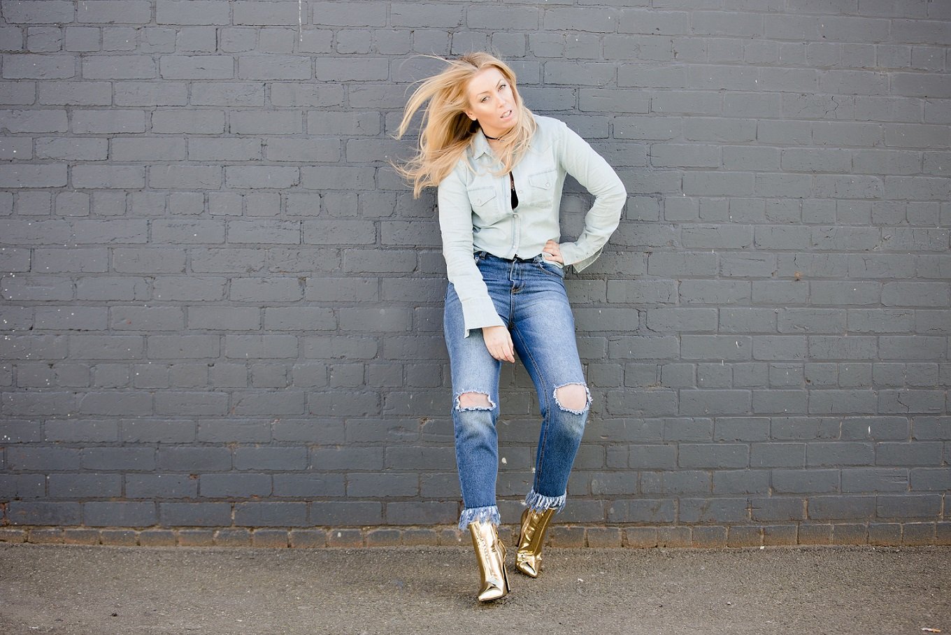 Double Denim & Gold Ankle Boots style-and-life-by-susana