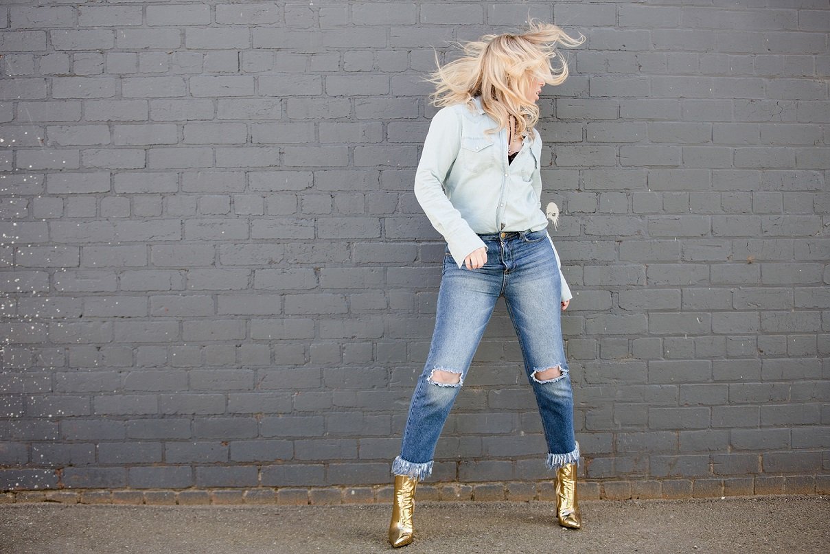Double Denim & Gold Ankle Boots style-and-life-by-susana