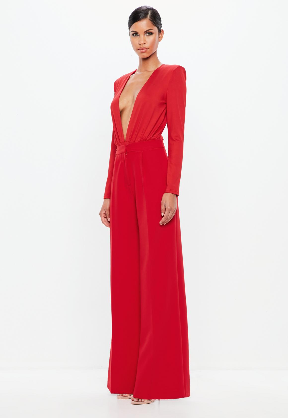 Red Wide Leg Crepe Trousers \u0026 Oversized 